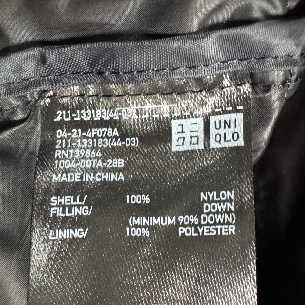 Uniqlo Ultra Light Down Long Puffer Coat XL Houndstooth AOP Packable Cozy Brown - Picture 10 of 11